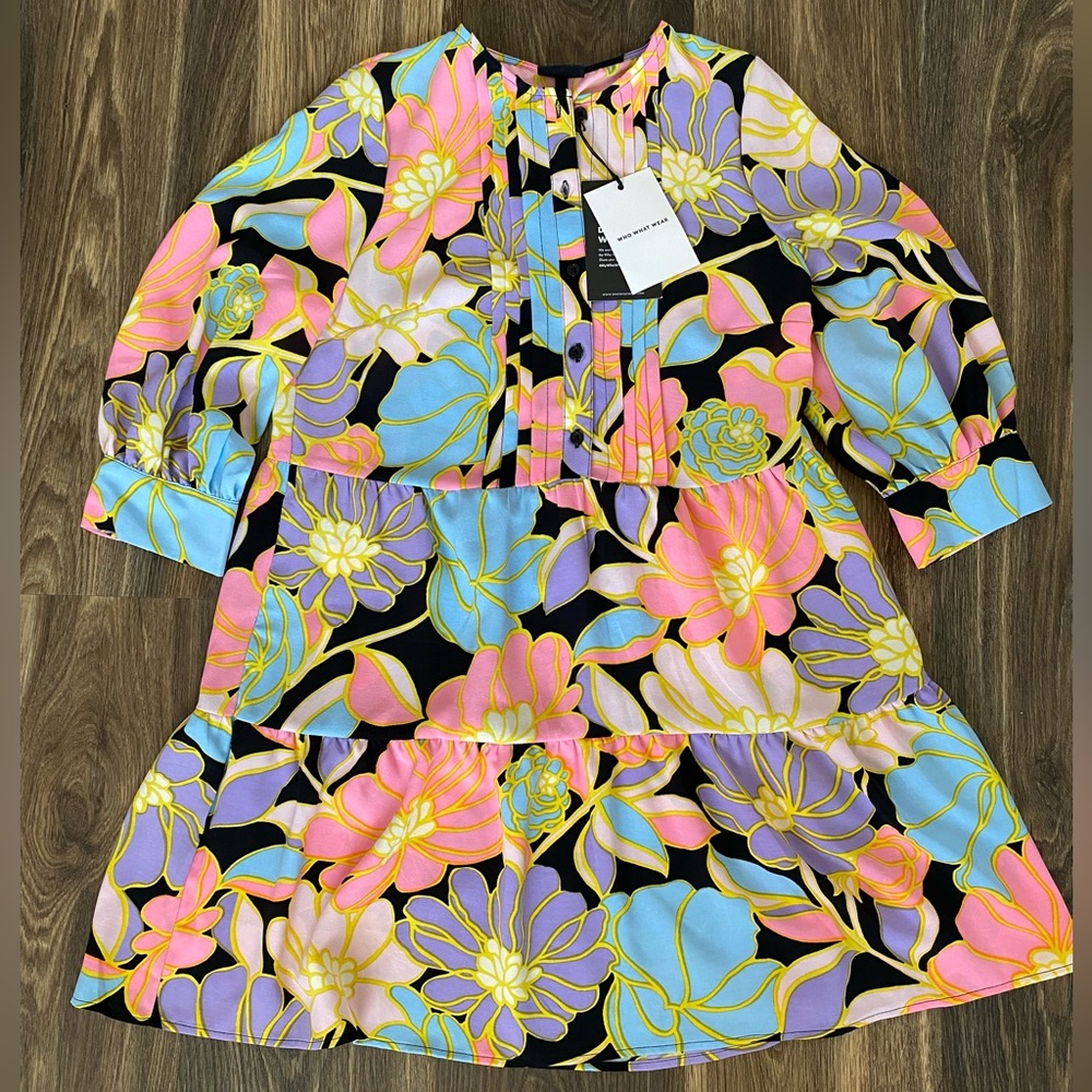 Who What Wear Dress (Black Floral, Size S)